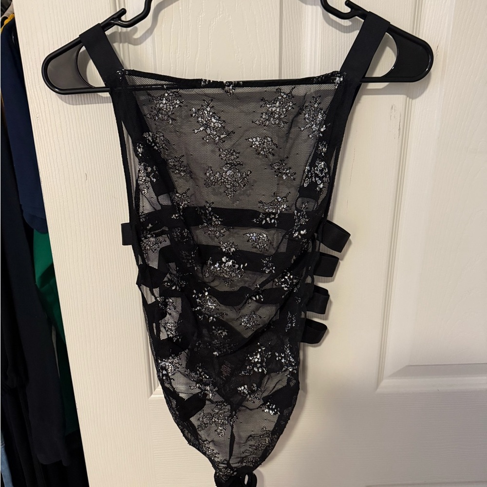 Victoria's Secret Black Floral Lace Chemise